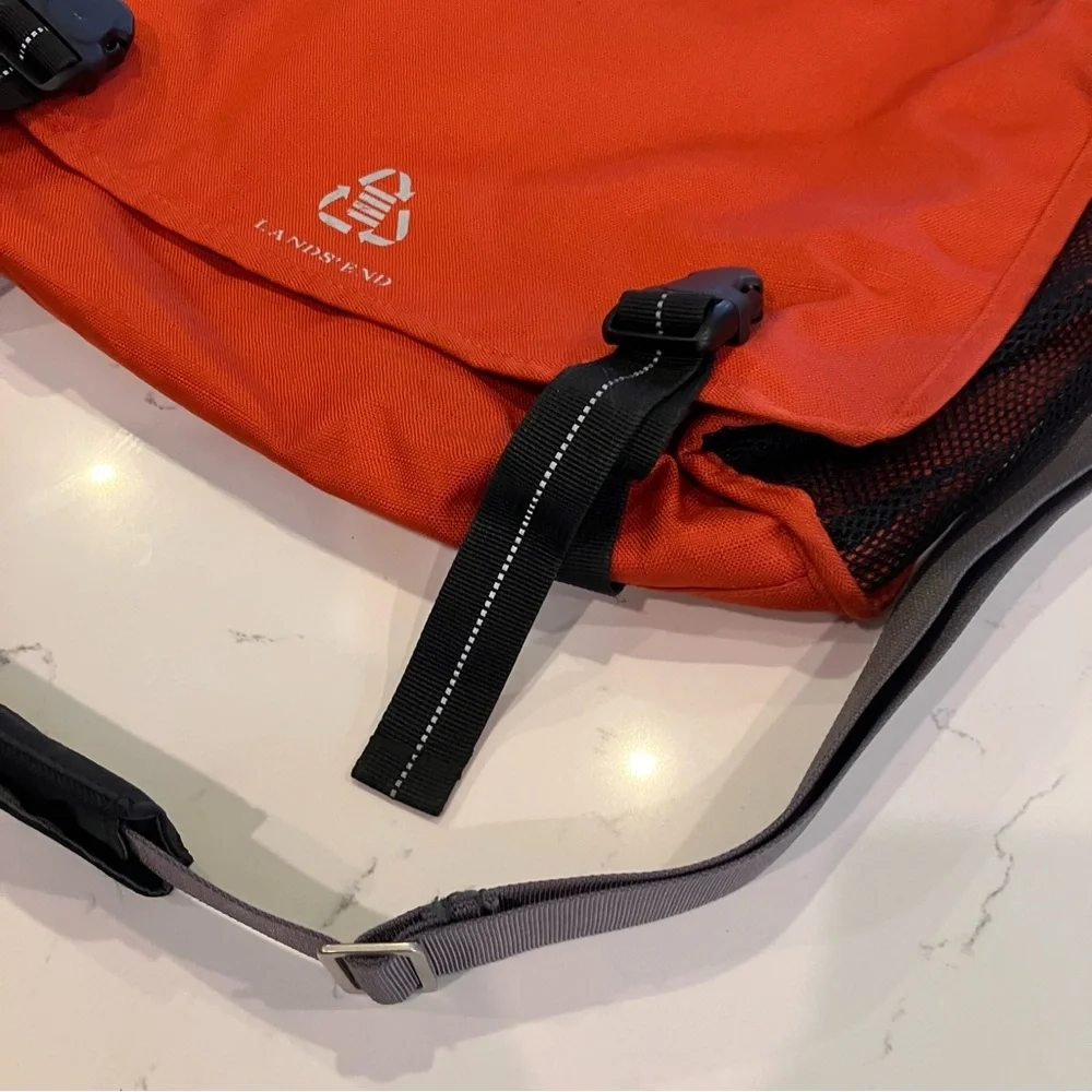 Lands' End Orange Messenger Laptop Briefcase Bag - Picture 4 of 16